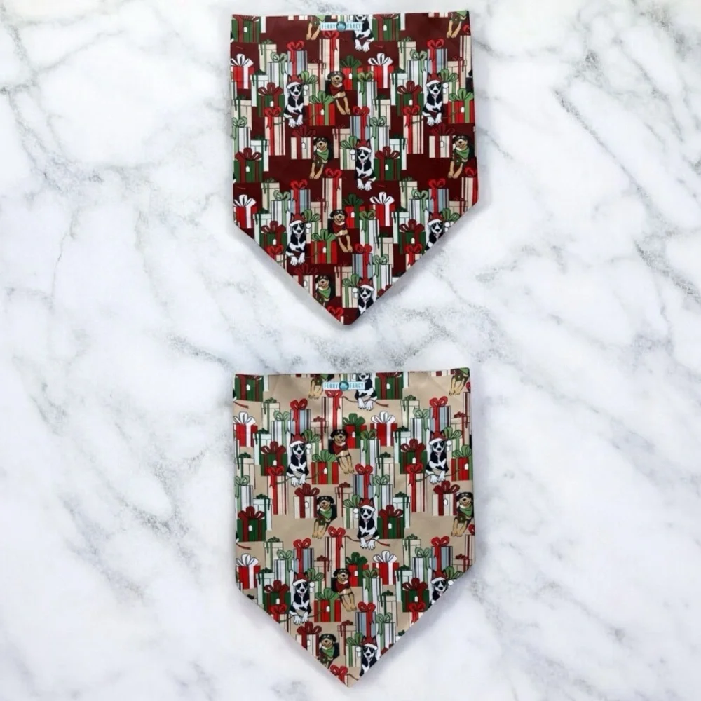 DOG Bandana - Puppy Presents (Reversible) - Size L Large